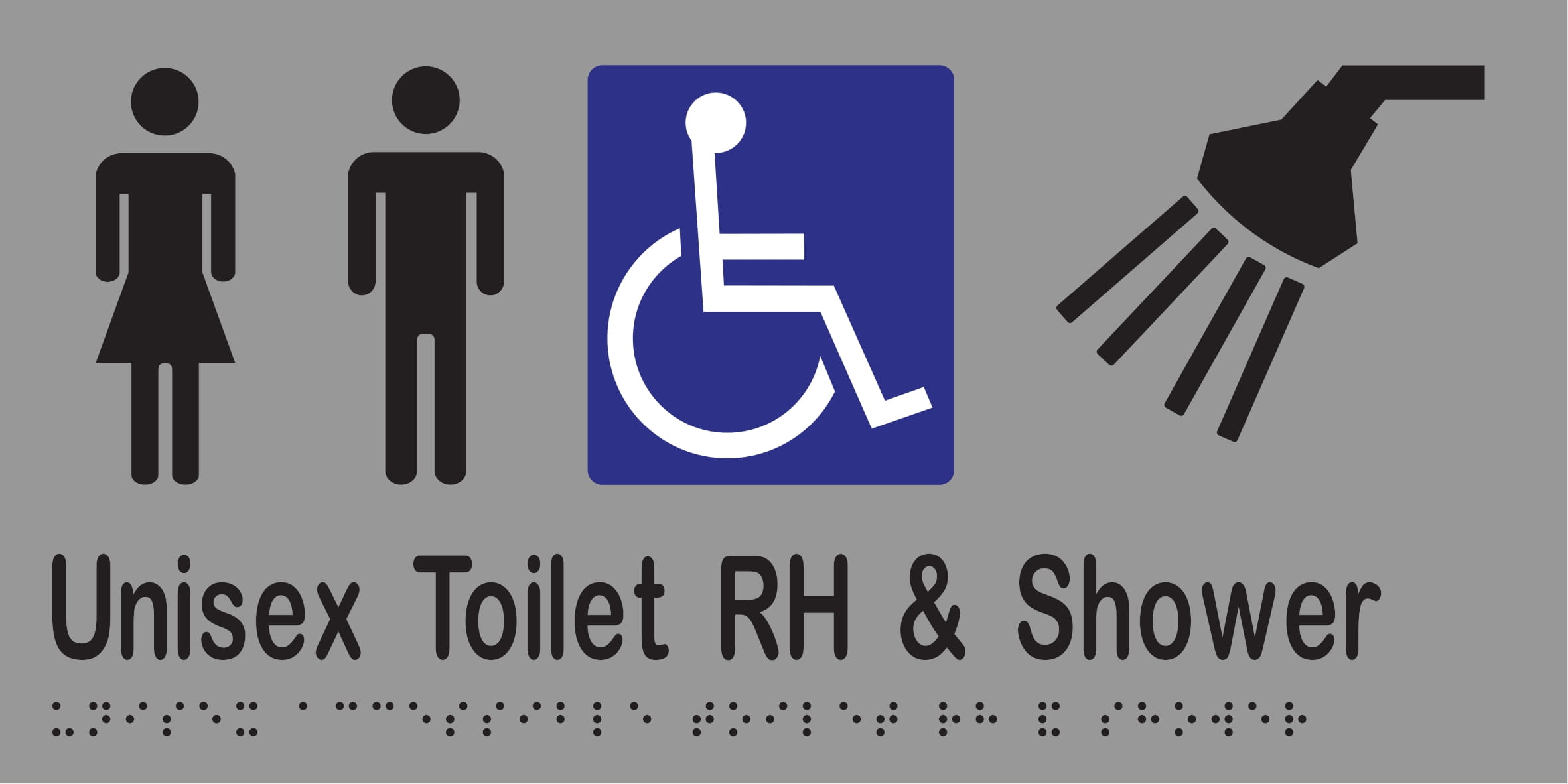 Unisex Accessible Toilet LH & Shower Braille