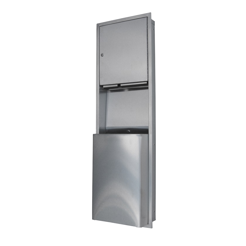 Paper Towel Dispenser & Waste Receptacle – Recessed in Satin Stainless Steel