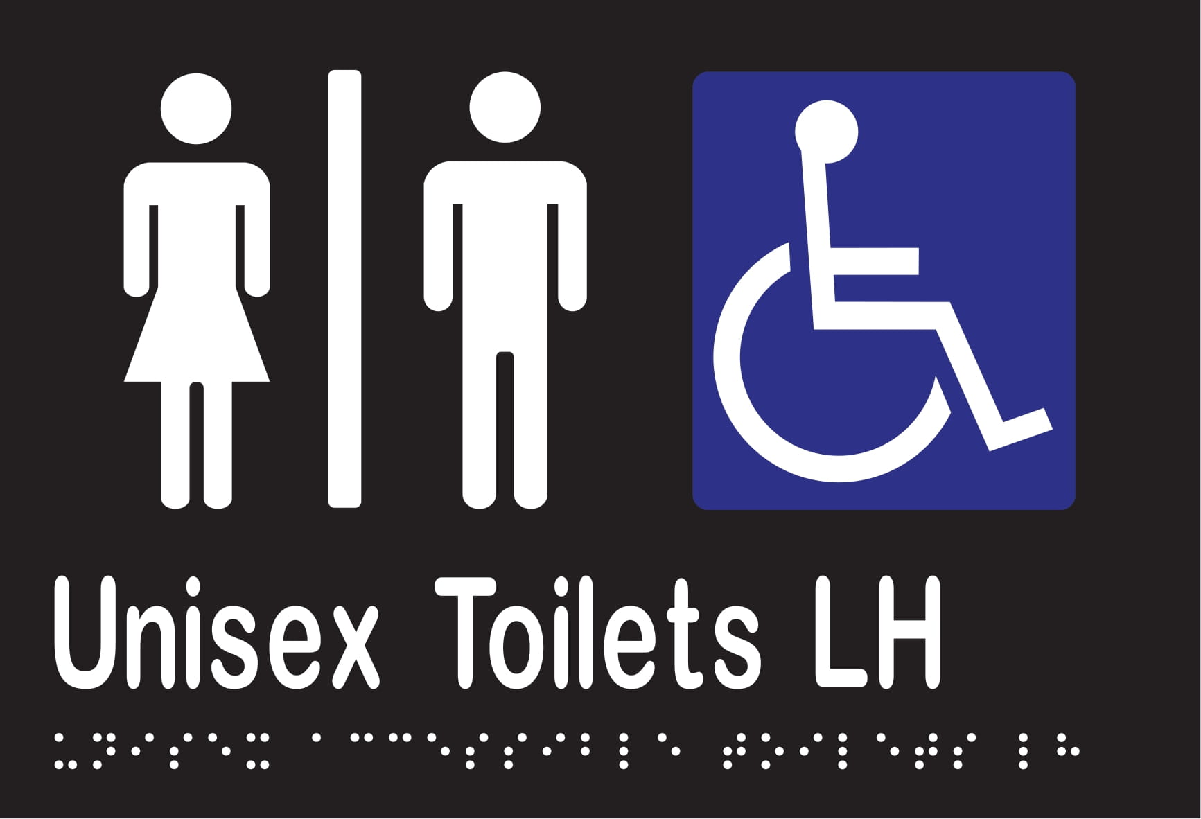 Unisex Accessible Toilets Divided LH Braille