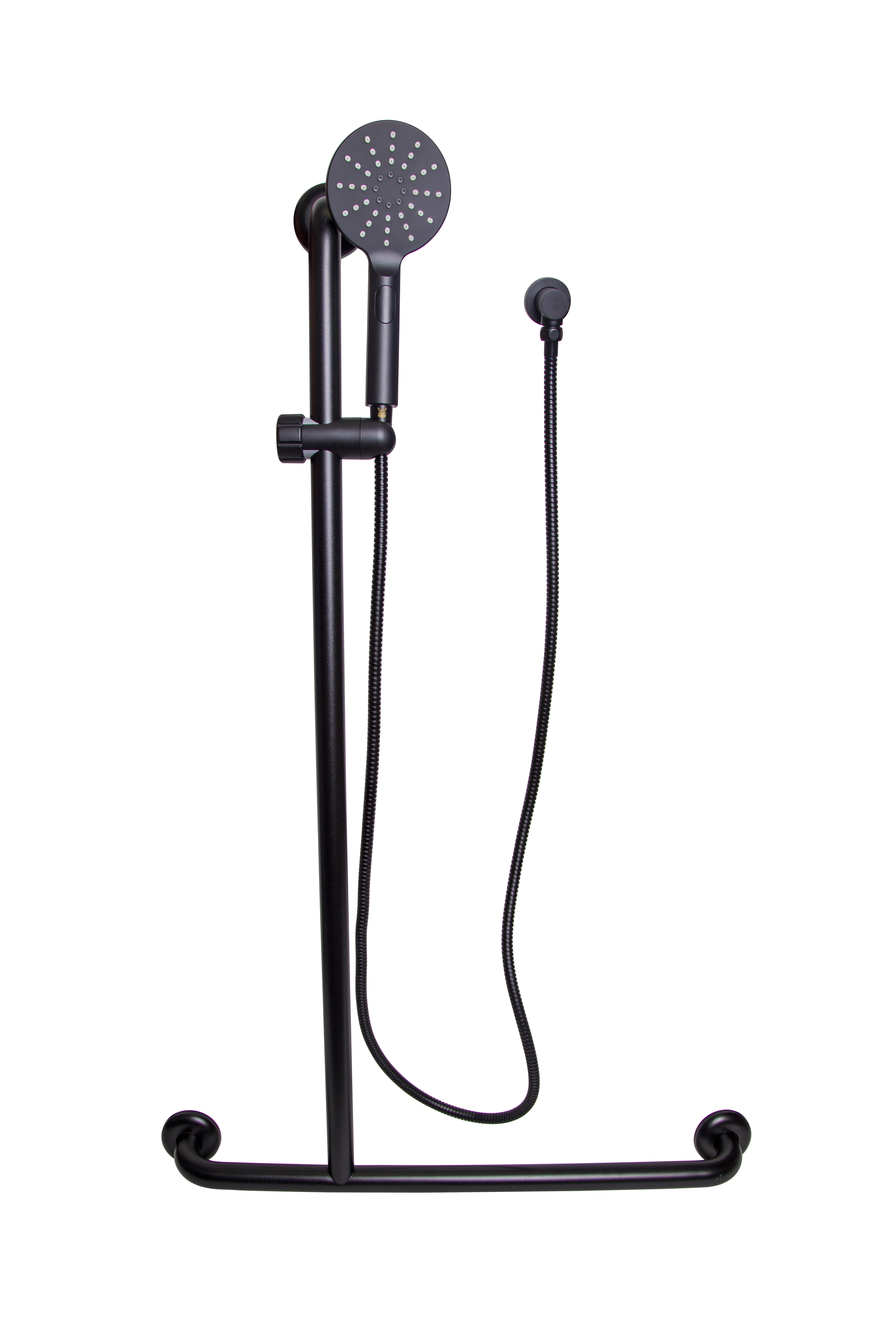 Offset Flush LH Mount Shower Grab Rail Kit in Designer Black